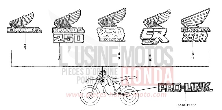 MARQUE/RAYURE de CR250R FIGHTING RED (R134) de 1988