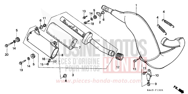 CHAMBRE D'EXPANSION (6) de CR250R FIGHTING RED (R134) de 1989