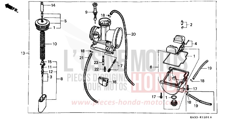 CARBURATEUR (2) de CR125R FLASH RED (R119) 1988