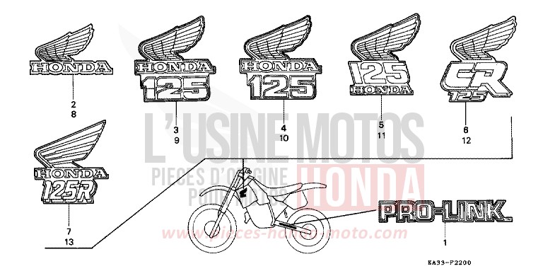 MARQUE/RAYURE de CR125R FIGHTING RED (R134) 1989