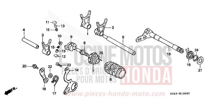 BARILLET DE SELECTION de CR125R NEUCLEAR RED (R177) 1990
