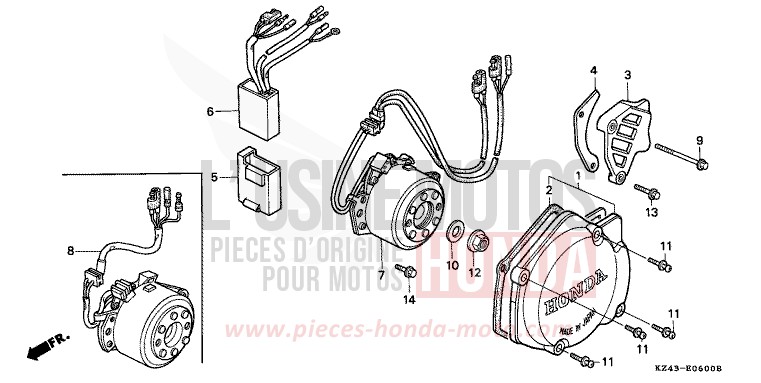 PANNEAU CARTER-MOTEUR G. de CR125R NEUCLEAR RED (R177) 1992