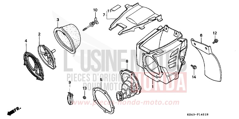 FILTRE A AIR (CR125RM/RN) de CR125R NEUCLEAR RED (R177) 1992