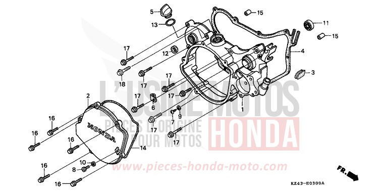 PANNEAU CARTER-MOTEUR D. de CR125R NEUCLEAR RED (R177) 1993