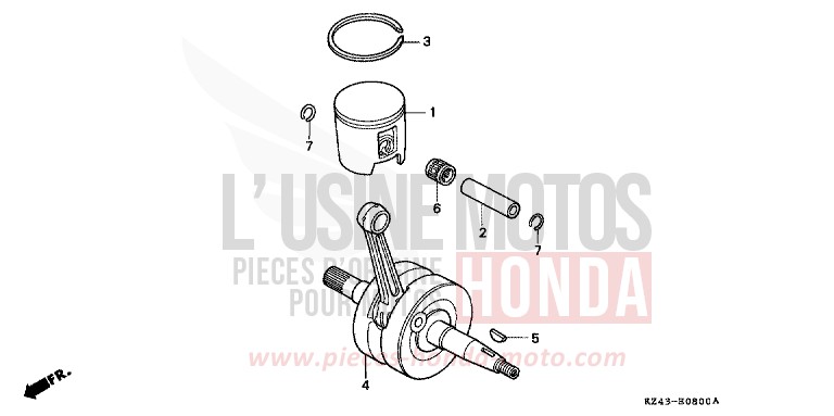VILEBREQUIN/PISTON de CR125R NEUCLEAR RED (R177) 1993