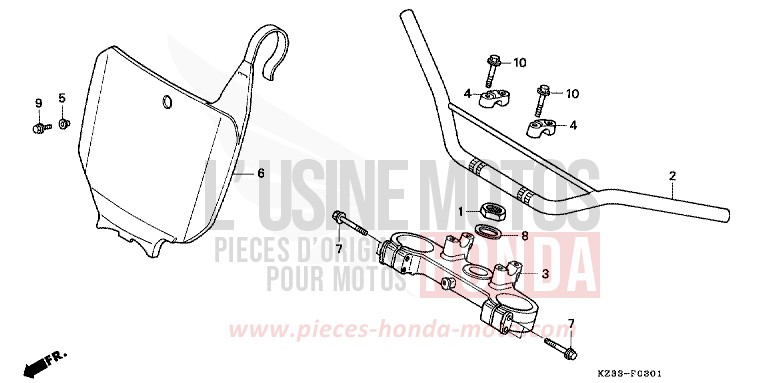 TUYAU DE GUIDON/PONT SUPERIEUR de CR250R NEUCLEAR RED (R177) 1995