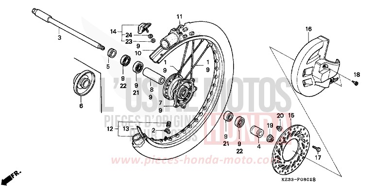 ROUE AVANT de CR250R NEUCLEAR RED (R177) 1995