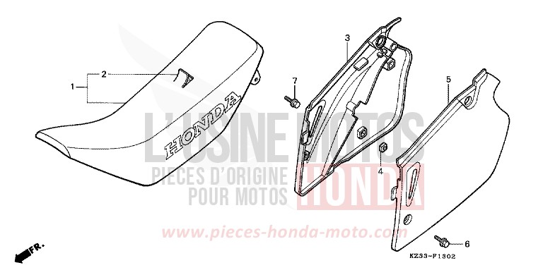 SIEGE/COUVERCLE LATERAL de CR250R NEUCLEAR RED (R177) 1995