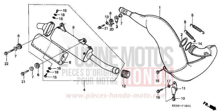 CHAMBRE D'EXPANSION de CR250R NEUCLEAR RED (R177) 1995