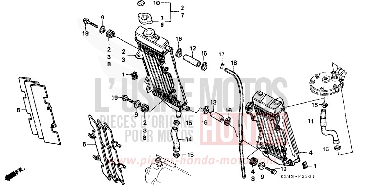 RADIATEUR de CR250R NEUCLEAR RED (R177) 1995