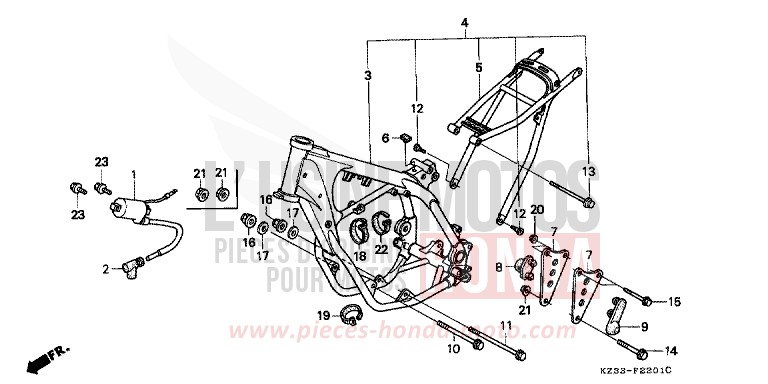 CARROSSERIE DE CHASSIS/ BOBINE D'ALLUMAGE de CR250R NEUCLEAR RED (R177) 1995