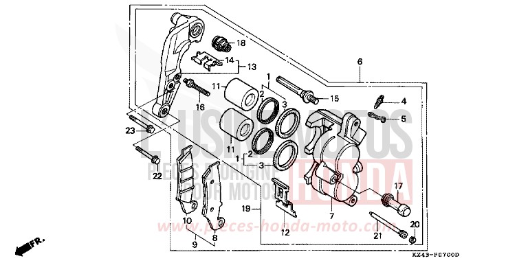ETRIER DE FREIN AVANT de CR125R NEUCLEAR RED (R177) 1994