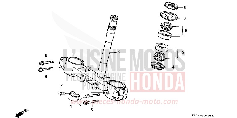 TIGE DE DIRECTION de CR250R NEUCLEAR RED (R177) 1996