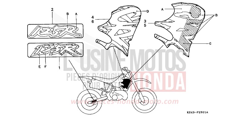 MARQUE (CR125RP/RR) de CR125R NEUCLEAR RED (R177) 1994