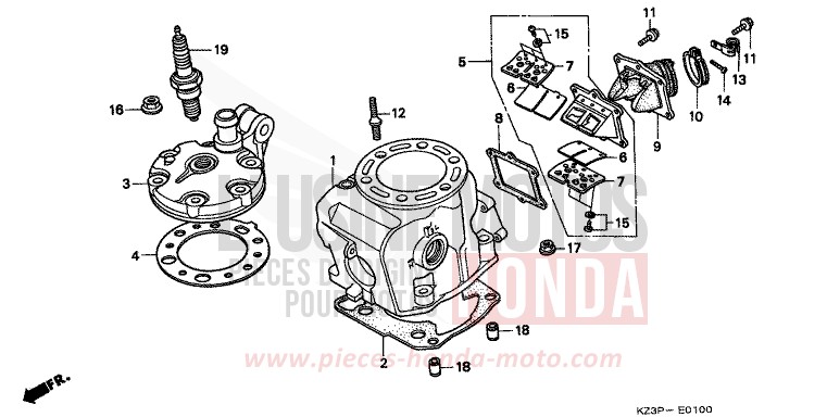 CULASSE de CR250R NEUCLEAR RED (R177) 1997