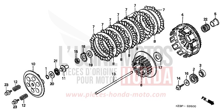EMBRAYAGE de CR250R NEUCLEAR RED (R177) 1997