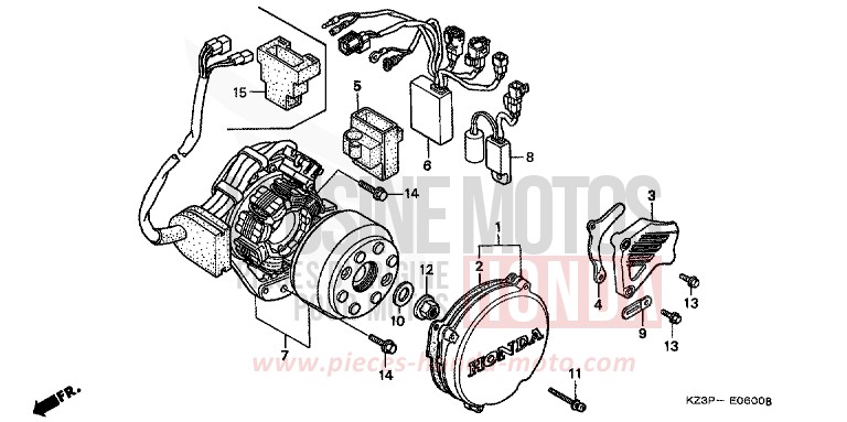 PANNEAU CARTER-MOTEUR G. de CR250R NEUCLEAR RED (R177) 1997