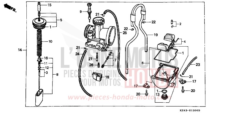 CARBURATEUR de CR125R NEUCLEAR RED (R177) 1995