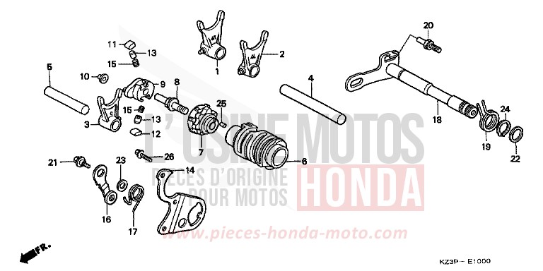 BARILLET DE SELECTION de CR250R NEUCLEAR RED (R177) 1997