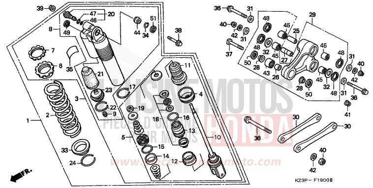 COUSSIN ARRIERE (1) de CR250R NEUCLEAR RED (R177) 1997