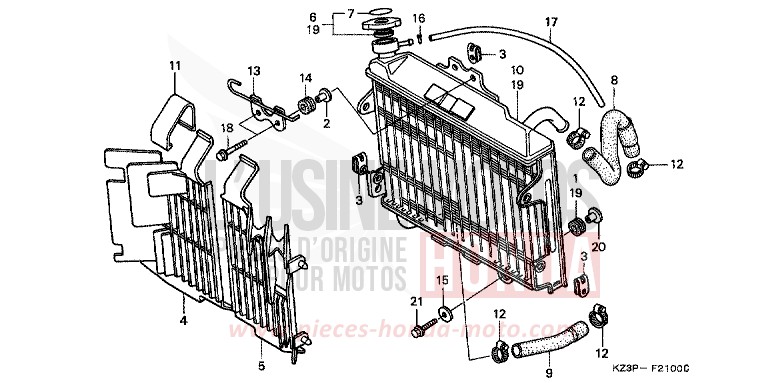 RADIATEUR de CR250R NEUCLEAR RED (R177) 1997