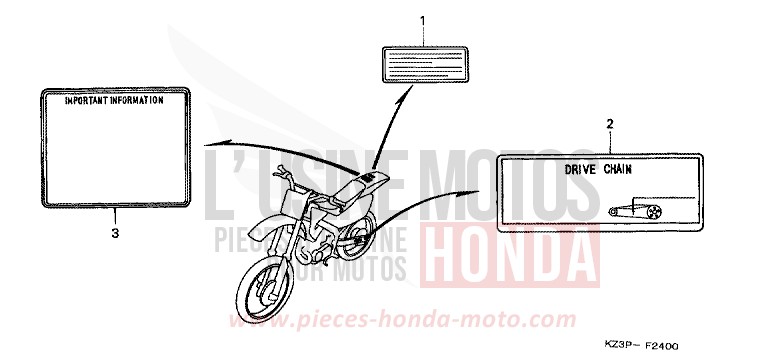 ETIQUETTE DE PRECAUTIONS de CR250R NEUCLEAR RED (R177) 1997