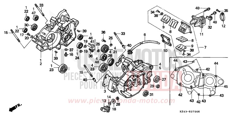 CARTER MOTEUR de CR125R NEUCLEAR RED (R177) 1996