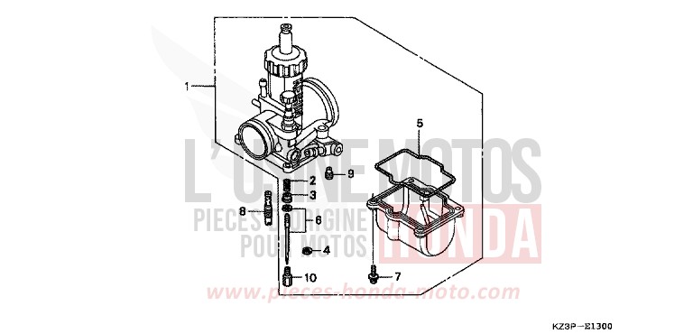 CARBURATEUR NECESSAIRE PIECES OPTION (1) de CR250R NEUCLEAR RED (R177) 1998
