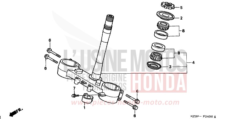 TIGE DE DIRECTION de CR250R NEUCLEAR RED (R177) 1998