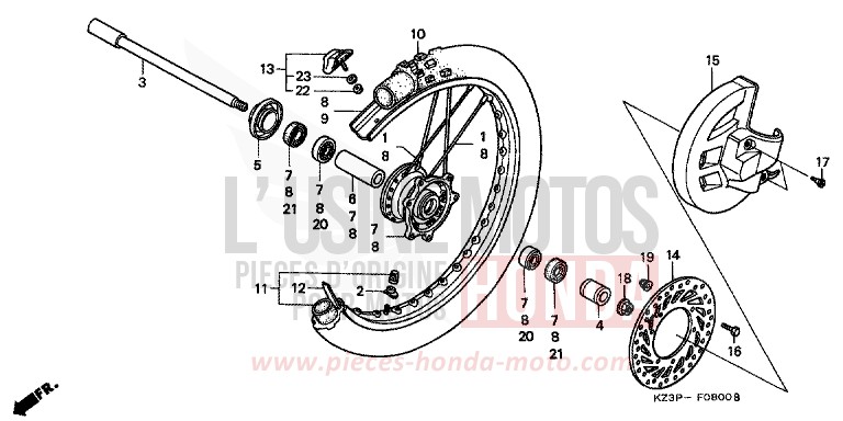 ROUE AVANT de CR250R NEUCLEAR RED (R177) 1998