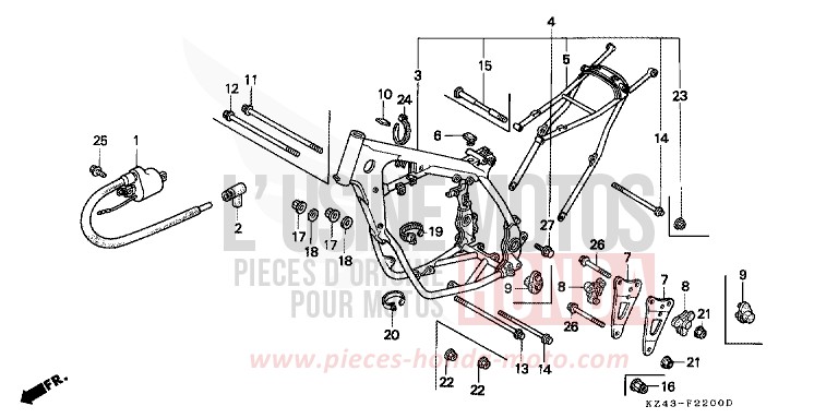 CARROSSERIE DE CHASSIS/BOBINE D'ALLUMAGE de CR125R NEUCLEAR RED (R177) 1996