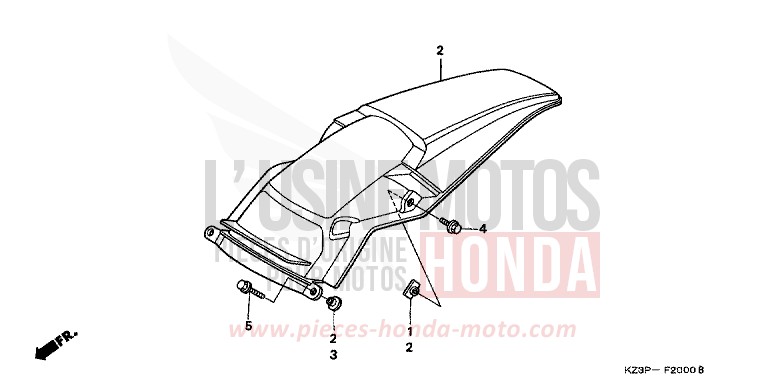 GARDE-BOUE ARRIERE de CR250R NEUCLEAR RED (R177) 1998