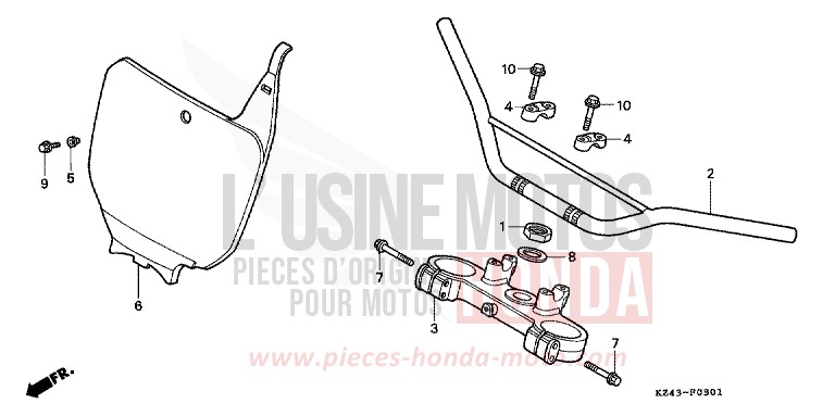 TUYAU DE GUIDON/PONT SUPERIEUR (CR125RS/RT/RV) de CR125R NEUCLEAR RED (R177) 1997