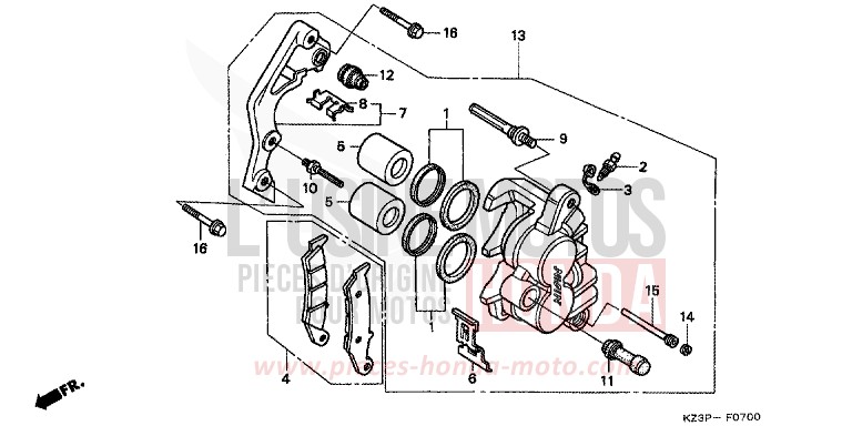 ETRIER DE FREIN AVANT de CR250R NEUCLEAR RED (R177) 1999
