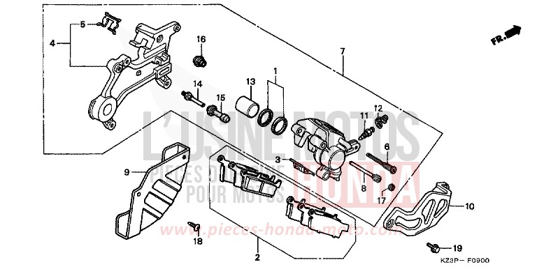 ETRIER DE FREIN ARRIERE de CR250R NEUCLEAR RED (R177) 1999