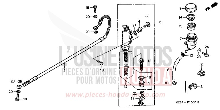 MAITRE-CYLINDRE FREIN AR. CYLINDRE de CR250R NEUCLEAR RED (R177) 1999