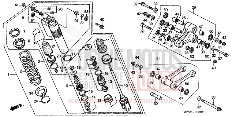 COUSSIN ARRIERE (2) de CR250R NEUCLEAR RED (R177) 1999