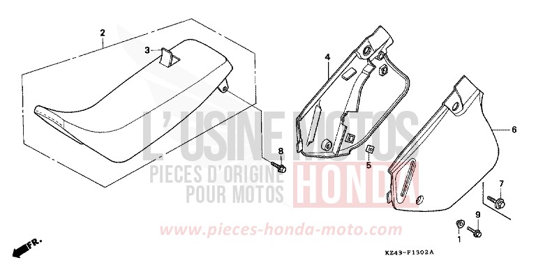 SIEGE/COUVERCLE LATERAL (CR125RP/RR/RS/RT/RV) de CR125R NEUCLEAR RED (R177) 1997