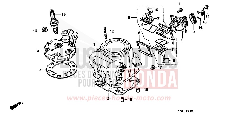 CULASSE de CR250R EXPLOSION RED (R254) 2000