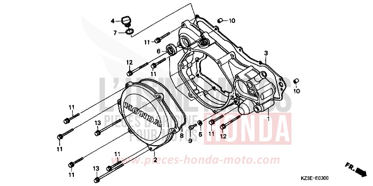 PANNEAU CARTER-MOTEUR D. de CR250R EXPLOSION RED (R254) 2000