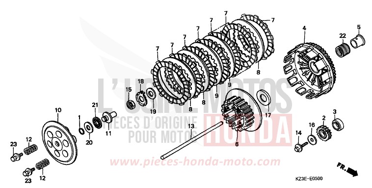 EMBRAYAGE de CR250R EXPLOSION RED (R254) 2000
