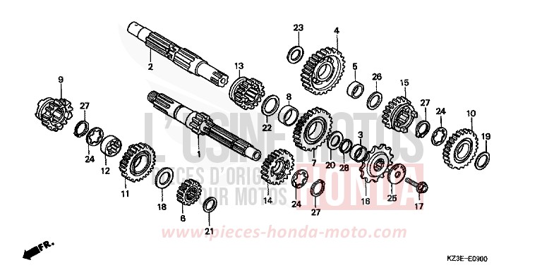 BOITE DE VITESSES de CR250R EXPLOSION RED (R254) 2000