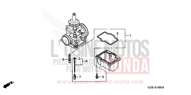 KIT, O.P. CARBURATEUR (1) de CR250R EXPLOSION RED (R254) 2000