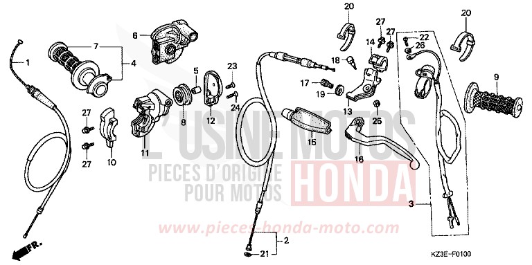 LEVIER DE GUIDON de CR250R EXPLOSION RED (R254) 2000