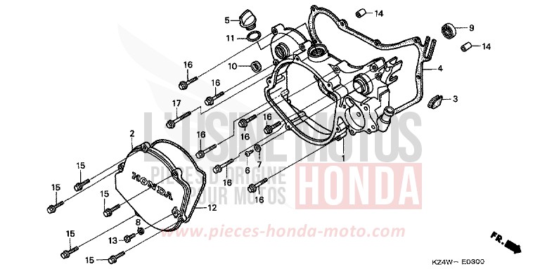 PANNEAU CARTER-MOTEUR D. de CR125R NEUCLEAR RED (R177) 1998