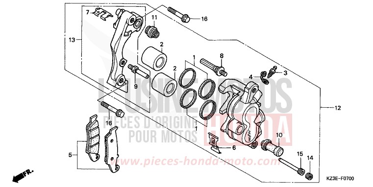 ETRIER DE FREIN AVANT de CR250R EXPLOSION RED (R254) 2000