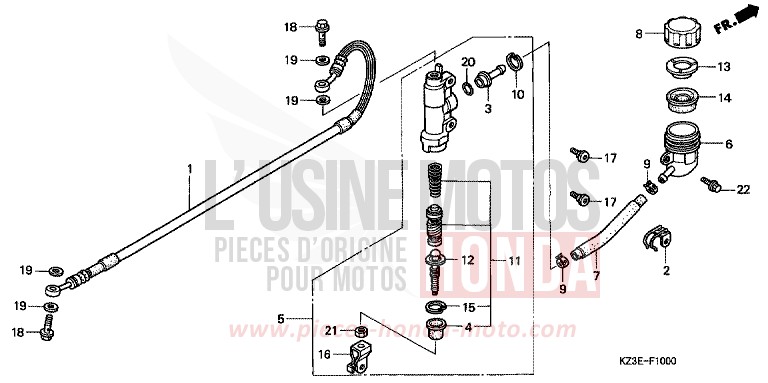 MAITRE-CYLINDRE FREIN AR. de CR250R EXPLOSION RED (R254) 2000