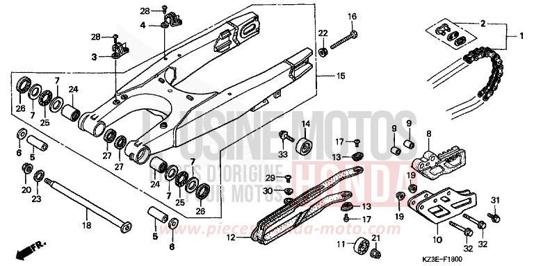 BRAS OSCILLANT de CR250R EXPLOSION RED (R254) 2000