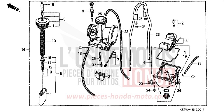 CARBURATEUR de CR125R NEUCLEAR RED (R177) 1998
