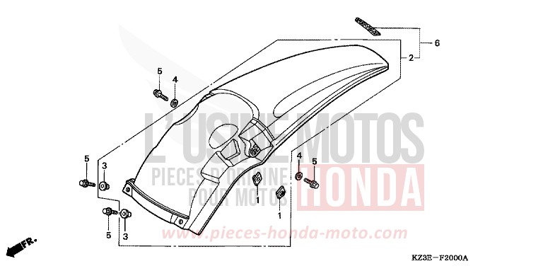 GARDE-BOUE ARRIERE de CR250R EXPLOSION RED (R254) 2000